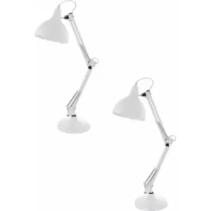 2 pack Table Desk Lamp Adjustable Colour White Flexible In Line Switch E27 40W