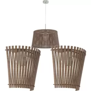 Ceiling Pendant Light & 2x Matching Wall Lights Walnut Wood Slotted Modern Shade