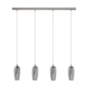 Pendant Light Satin Nickel Shade Black Clear Smoked Glass Granilla Bulb G9 4x3W