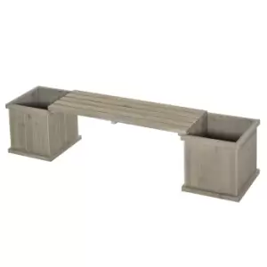 Outsunny Wooden Garden Planter and Bench Combination - Grey