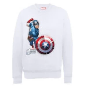 Marvel Avengers Assemble Captain America Comic Burst Sweatshirt - White - XL