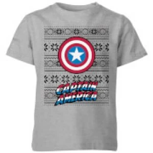 Marvel Captain America Kids Christmas T-Shirt - Grey - 3-4 Years