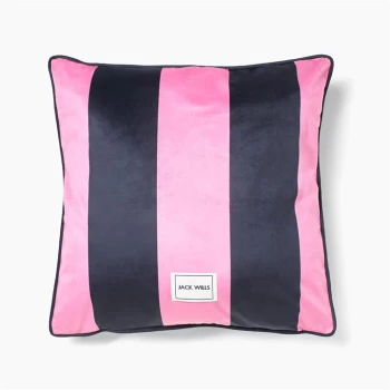 Jack Wills Printed Heritage Stripe Cushion - Navy/Pink