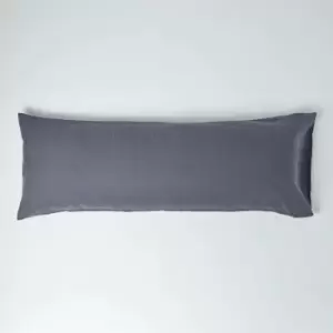 Dark Grey Linen Body Pillowcase - Grey - Homescapes