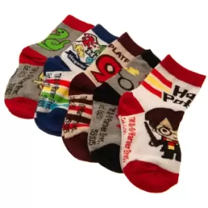 Harry Potter Baby Socks Set (Pack of 5) (0-6 Months) (Multicoloured)