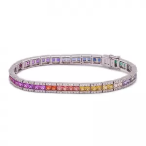 Colourful Diamond Rainbow Silver Plated Bracelet