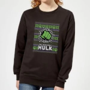 Marvel Hulk Punch Womens Christmas Sweatshirt - Black - 3XL - Black