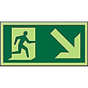 Fire Exit Sign Down Right Arrow Plastic 15 x 30 cm