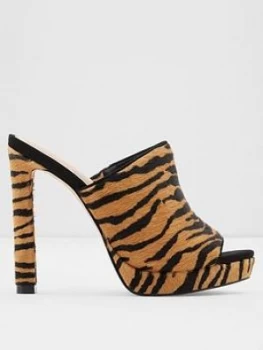 Aldo Nithraclya Heeled Mules - Tiger Print, Black, Size 6, Women