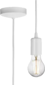 KnightsBridge 1.8m E27 Contemporary Pendant Set - Matt White