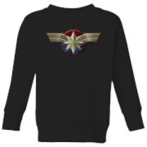 Captain Marvel Chest Emblem Kids Sweatshirt - Black - 11-12 Years