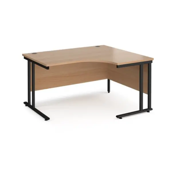 Office Desk Right Hand Corner Desk 1400mm Beech Top With Black Frame 1200mm Depth Maestro 25 MC14ERKB