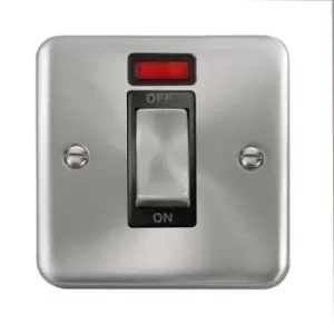 Click Scolmore Deco Plus Satin Chrome 1 Gang Double Pole Switch 45A With Black Ingot - DPSC501BK