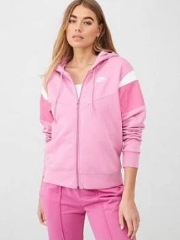 Nike NSW FZ Heritage Hoodie - Flamingo, Flamingo, Size S, Women