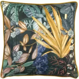 Paoletti Veadeiros Botanical Print 100% Cotton Cushion Cover, Blue, 43 x 43 Cm