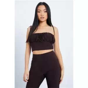 I Saw It First Chocolate Petite Slinky Crop Top - Brown