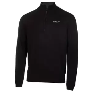 DKNY Golf Chunky Knit Half Zip Top Mens - Black