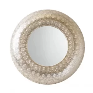 Moroccan Cut Out Filigree Silver Round Mirror 72cm