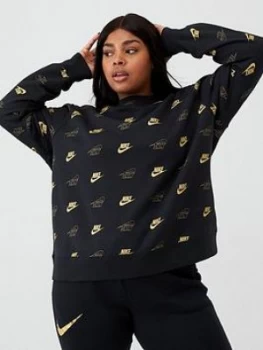 Nike NSW Shine Sweat Top (Curve) - Black, Size 22-24=2X, Women