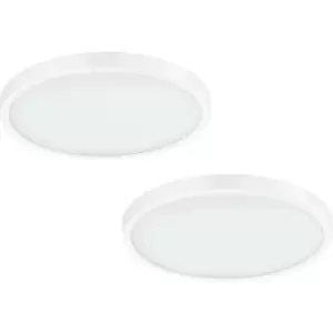 2 PACK Wall / Ceiling Light White 400mm Round Surface Mounted 25W LED 4000K