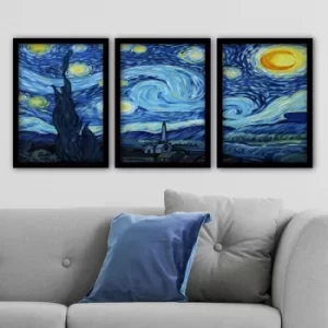 3SC190 Multicolor Decorative Framed Painting (3 Pieces)