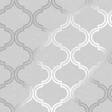 Holden Decor Gilistening Geometric Trellis Grey / Silver Wallpaper