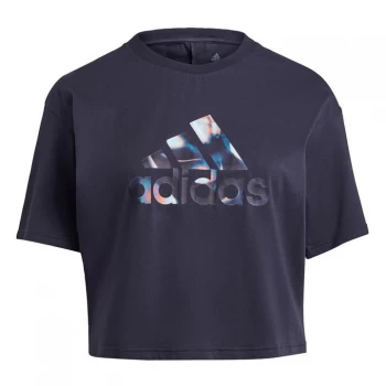 adidas U4U Crop Logo T-Shirt (Plus Size) Womens - Legend Ink