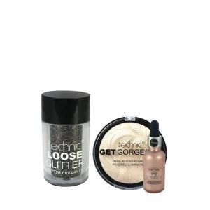 Technic Mistique Loose Glitter Pigment + Highlighter Set