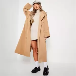 I Saw It First Premium Longline Trench Coat With Detachable Hood - Brown