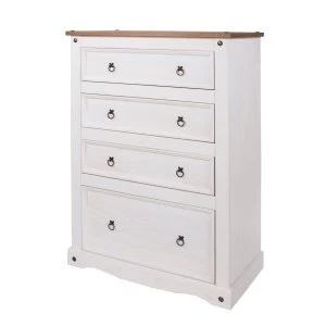 Halea 4-Drawer Pine Chest - White