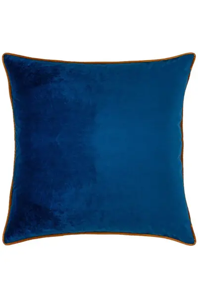 Meridian Velvet Cushion Navy/Ginger, Navy/Ginger / 55 x 55cm / Polyester Filled