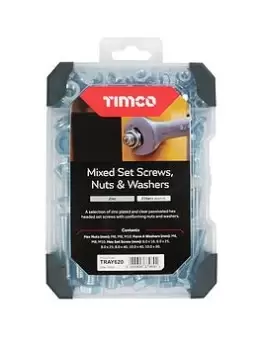 Timco Set Screws Nuts Washers Zinc Mixed Tray - 206Pcs