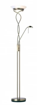 Mother and Child Floor Lamp Antique Brass, Opal Glass, G9