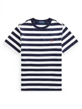 Ralph Lauren Boys Stripe T-Shirt - White Stripe, White Stripe, Size 14-16 Years=L