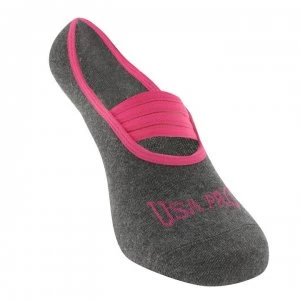 USA Pro Yoga Slip Socks 2 Pack Ladies - Charcoal/Pink