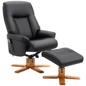 HOMCOM 10-Point Massage Sofa Armchair Chair PU Leather W/ Footrest Stool Recliner Black