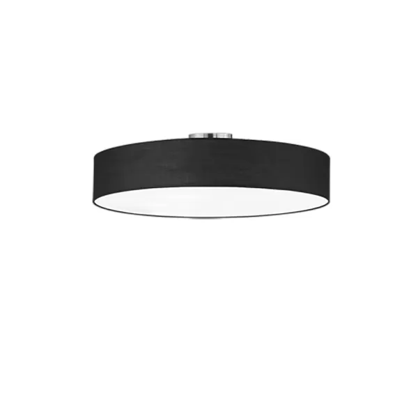 Hotel Modern 5 Light 65cm Cylindrical Ceiling Light Nickel Matt Black Shade