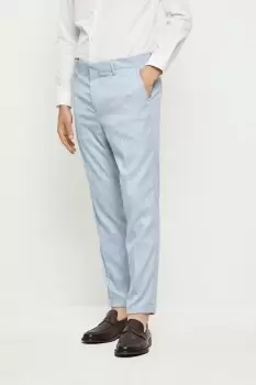 Mens Slim Fit Light Blue Slub Suit Trousers