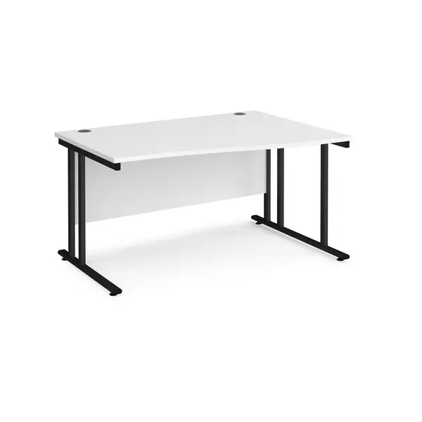 Maestro 25 Wave Desk Black Frame and White Table Top - Right Hand - 1400mm