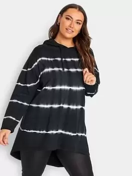 Yours Tie Dye Cotton Hoodie, Black, Size 26-28, Women