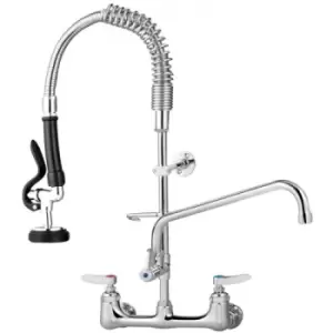 VEVOR Commercial Faucet with Sprayer, 8" Adjustable Center Wall Mount Kitchen Faucet with 12" Swivel Spout, 21" Height Compartment Sink Faucet for Ind