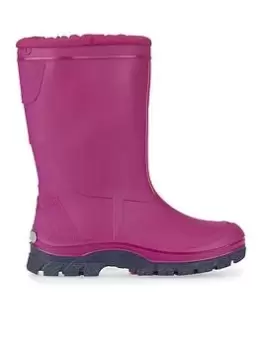 Start-rite Mudbuster Girls Pink Fleece Lined Warm Waterproof Wellies - Pink, Size 4 Older