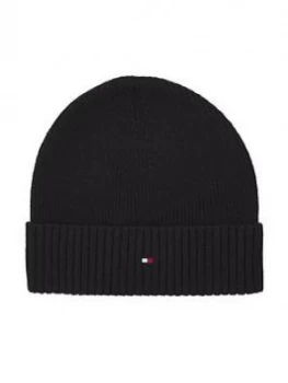 Tommy Hilfiger Pima Cotton Knitted Beanie Hat - Black