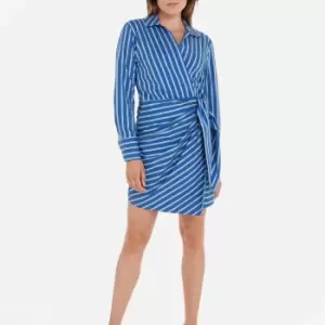 Tommy Hilfiger Co Stripe Short Wrap Cotton Shirt Dress - IT 42/UK 14