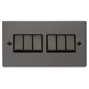 Click Scolmore Deco 10A 6 Gang 2 Way Rocker Switch - VPBN416BK