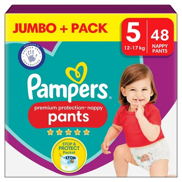 Pampers Premium Protection Nappy Pants Size 5 Jumbo Plus Pack 48 Nappies