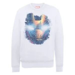 Marvel Avengers Assemble Iron Man Distressed Head Sweatshirt - White - S