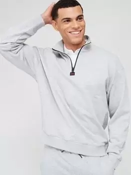 HUGO Durty Quarter Zip Sweatshirt, Grey, Size 2XL, Men