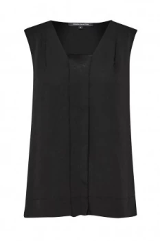 French Connection Polly Plains V Neck Top Black