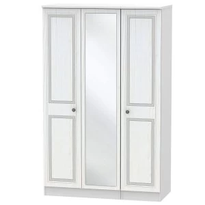 Robert Dyas Loxley Ready Assembled 3-Door Mirrored Wardrobe -White